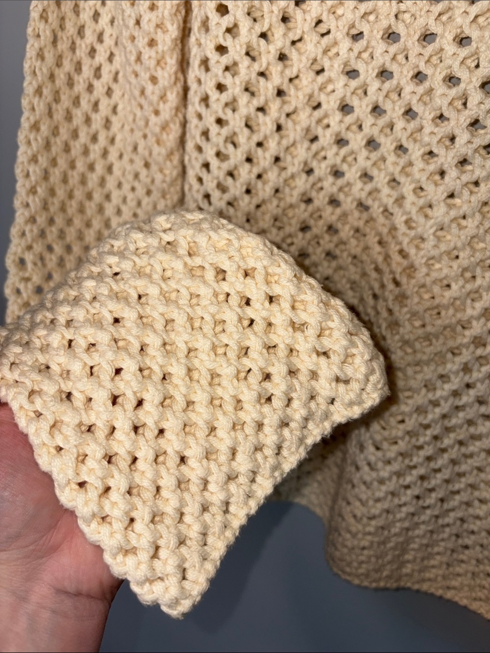 Abercrombie & Fitch Cream Boho Open-Knit Tie Detail Sweater Large - Picture 5 of 8
